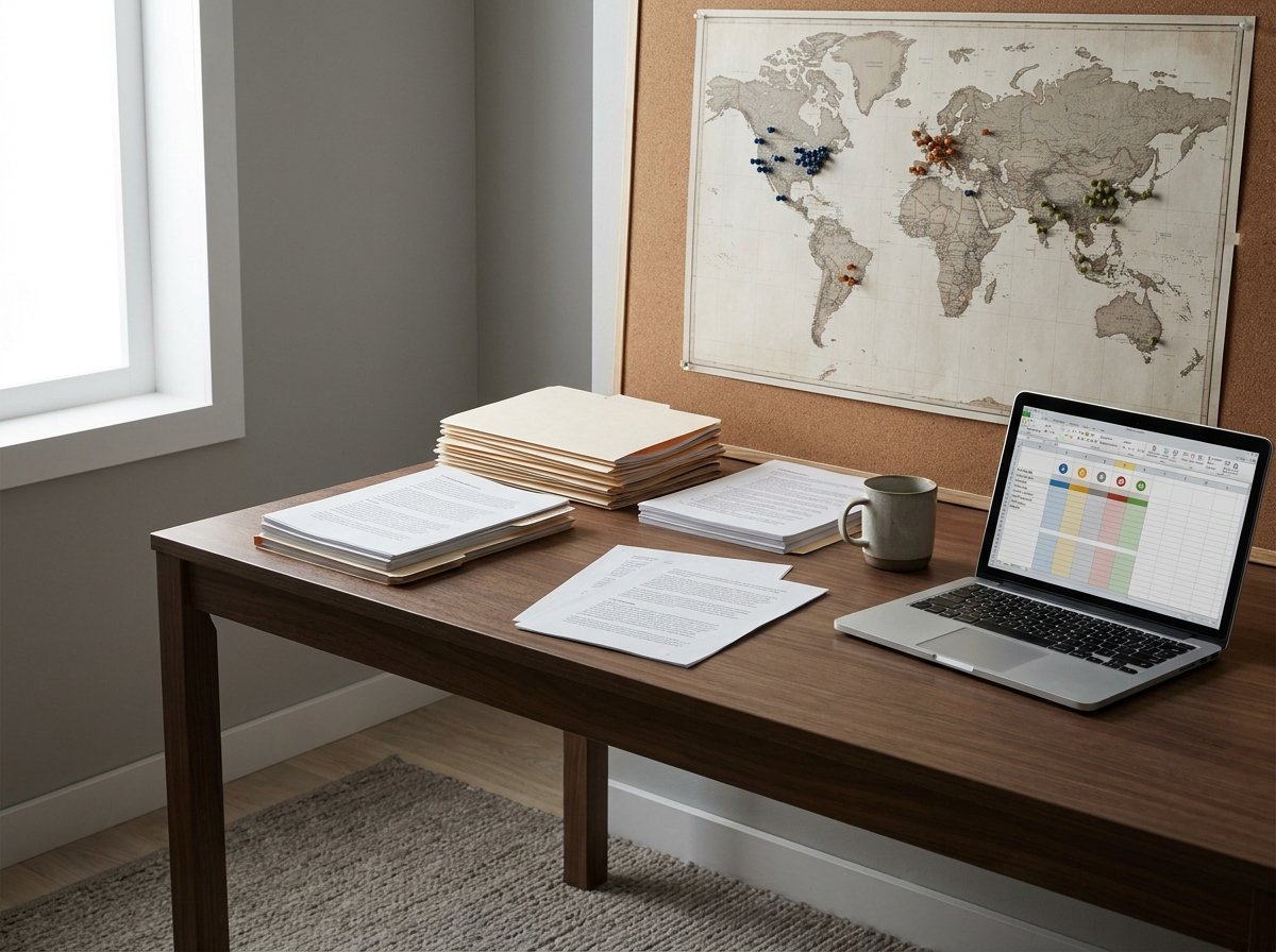 Structured partner research workspace with territory mapping and candidate evaluation documents